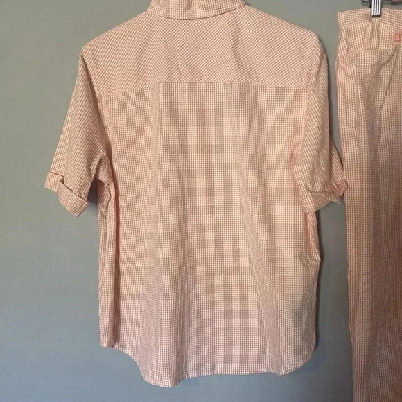 Ralph Lauren Coral Peach Gingham ButtonShort Sleeve Shirt Pants Set Size M /12 - Picture 5 of 16